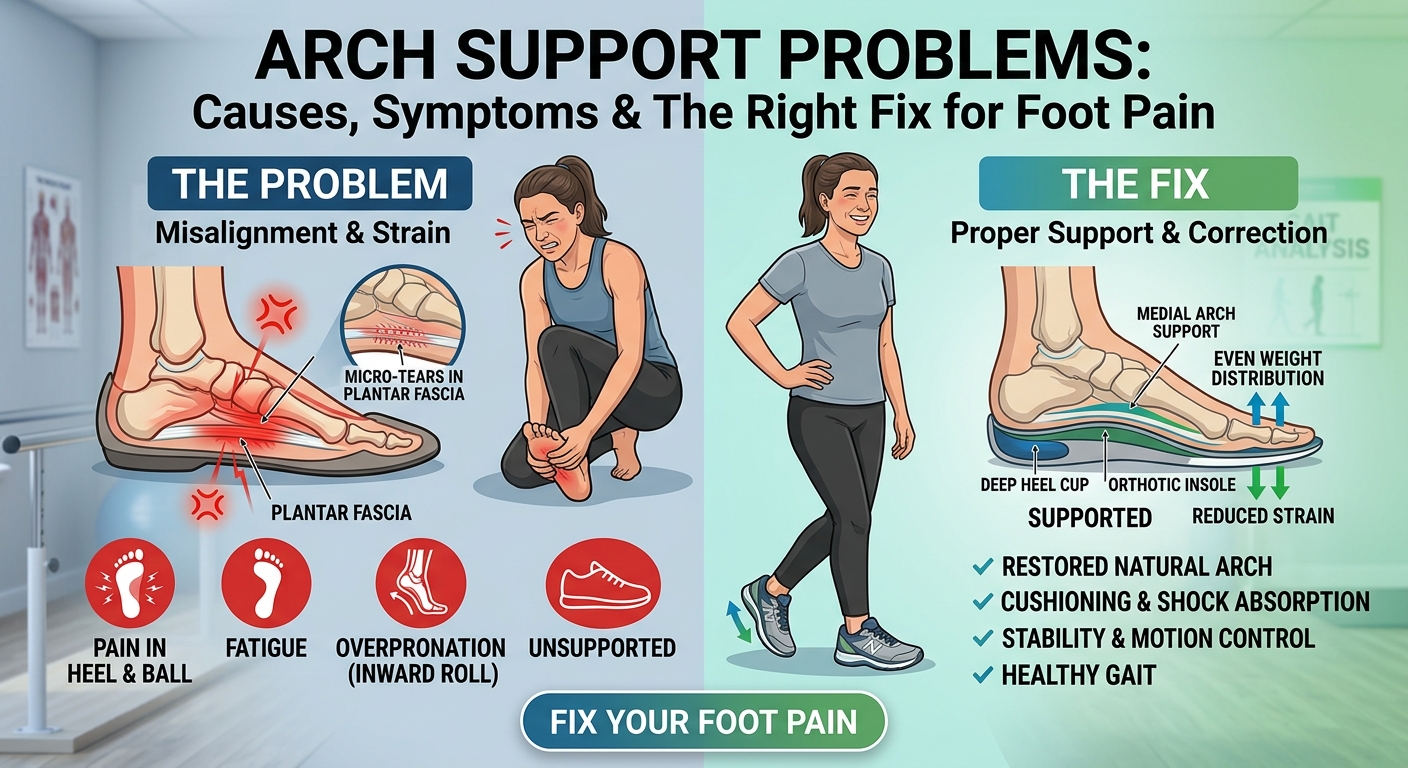 rch support problems causes symptoms and orthotic insoles fix for foot pain relief.